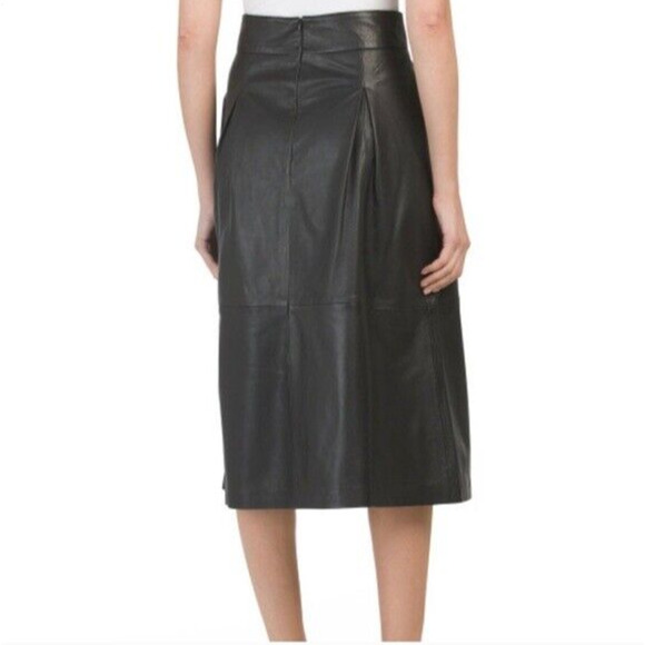 NWT Bod & Christensen Soft Leather Sissy Midi Skirt Black Women's Size 12 H14127 - Picture 12 of 12